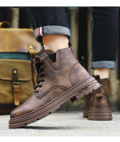 Botas De Trabajo Para Hombre Coreanas Contraídas Y Transpirables De Cuatro Estaciones Suela Suave Antideslizante Para Exteriores Botas De Piel PU De Alta Comodidad Y Moda - details 12