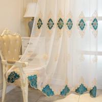 Cortina De Tules Bordadas Estilo Europeo Para Sala De Estar Y Dormitorio Sencilla Translúcida De Poliéster 100% Lujo Exquisito - details 3