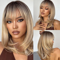 Pelucas Sintéticas De Ombre Marrón Rubia Para Mujeres Con Franja Raíces Oscaras Cabello Gris Natural Resistente Al Calor Peluca Bob Corta Para Cosplay De Diversas Ocasiones - details 9