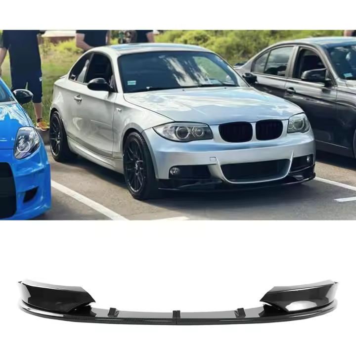 4 piezas de parachoques delantero para BMW Serie 1 E82 128i 135i M Sport 2007-2013 alerón divisor delantero ABS Air Dam Chin Body Kit no se adapta al modelo base E82 (fibra de carbono pintada) - 1
