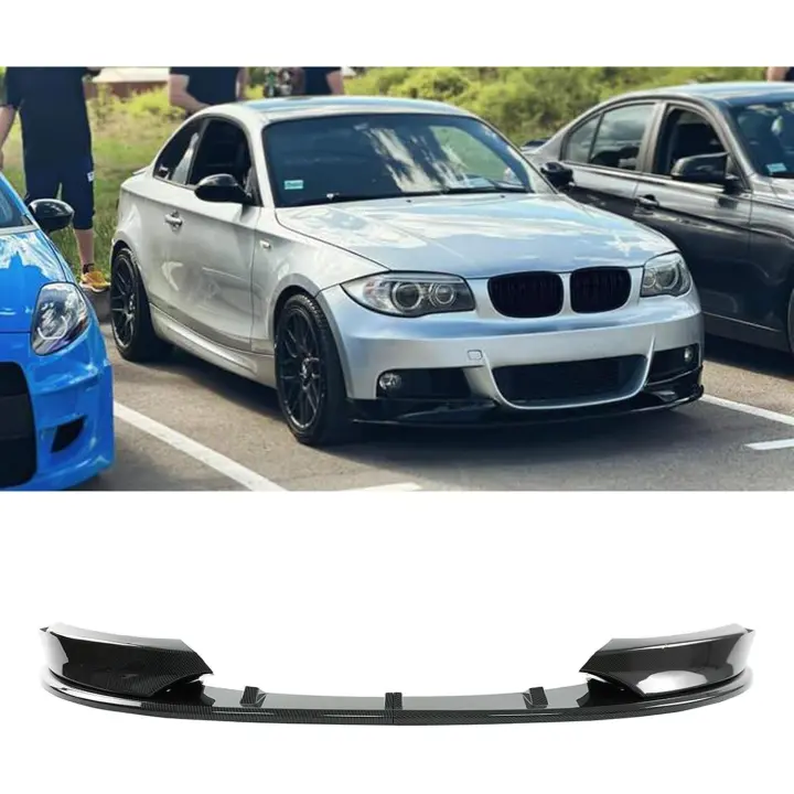4 piezas de parachoques delantero para BMW Serie 1 E82 128i 135i M Sport 2007-2013 alerón divisor delantero ABS Air Dam Chin Body Kit no se adapta al modelo base E82 (fibra de carbono pintada) - 1