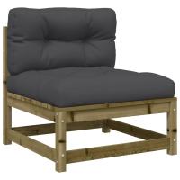 vidaXL Sofá de jardín sin reposabrazos con cojines madera maciza pino Natural y negro, Natural y girs, Marrón pino Conjunto Terraza Muebles Jardín Exterior Juego de Muebles de jardín Mueble Jardín Exterior Muebles de Salon Exterior - details 1
