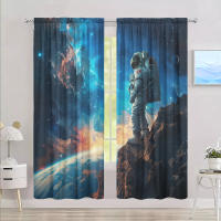 2pcs Cortina Astronauta Impresión Para Decoración De Hogar Tratamiento De Ventana Para Dormitorio Oficina Cocina Sala De Estar Y Estudio - details 5
