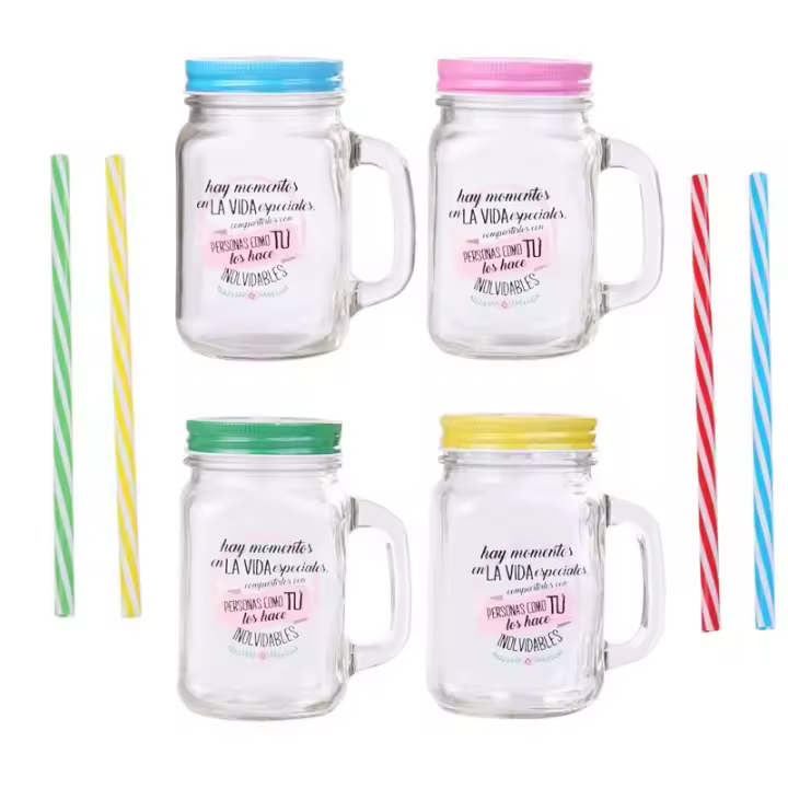 Disok Lote 20 Jarras Cristal con Caña | Momentos Especiales | Detalles Comuniones | Bodas Comuniones | Cumpleaños | Bautizos | Regalos | Recuerdos | Azules y Rosas - 1