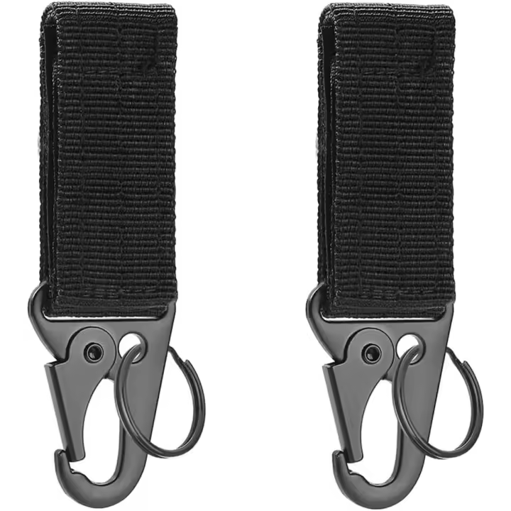 Mosquetón de nailon con gancho para llave, 2 mosquetones para cinturón, llavero táctico para chaleco, hebilla colgante táctica para cinturón, mosquetón para actividades al aire libre - 1