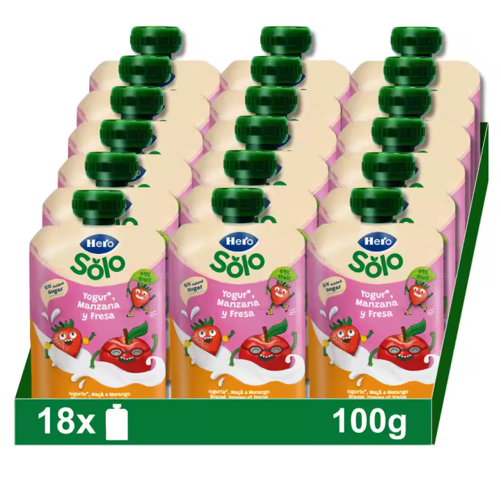 Bolsita Hero Yogur con manzana y fresa, 18x100g - 1