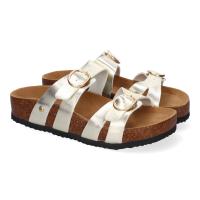 PuntoSalao Sandalias doradas planas material bio comoda doble hebilla mujer M-286 - details 0