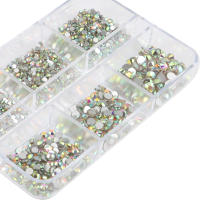 Juego De Uñas Con Cristales AB De Tamaños Variados Rhinestones De Fondo Plano Y Diamantes Transparentes Para Decoración De Uñas DIY - details 2