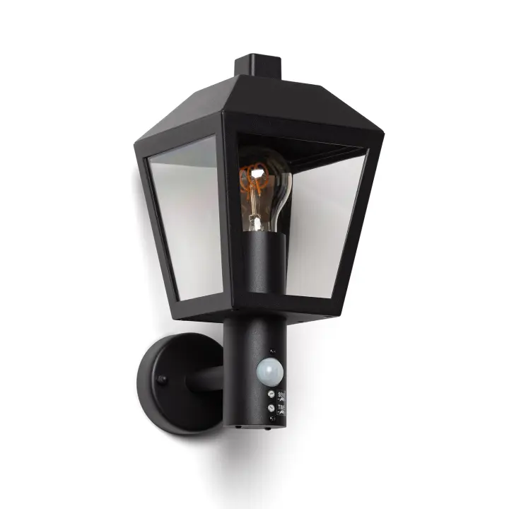 Ledkia Lámpara de Pared Exterior Aluminio con Detector de Movimiento Mukom Negro - 1