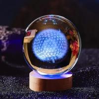 Bola De Cristal Grabada Con Dandelion Por Láser 3D Luz De Noche Decoración Regalo De Aniversario Para Clase Obsequio De Fiesta Navideña - details 0