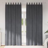 Cortinas Opacas vidaXL con Lazos de Suspensión 2 pcs Gris Claro de Terciopelo - details 0