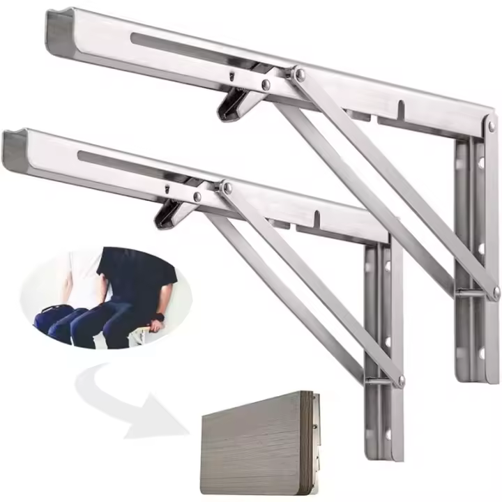 Estante de pared plegable de 500 mm, soporte plegable de acero inoxidable 304 para banco de trabajo, soporte de soporte plegable, soporte para estante de pared (2 piezas), plateado - 1