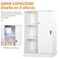 HOMCOM Armario de Oficina Práctico con 2 Puertas Correderas Bloqueables y 3 Estantes para Despacho Estudio 80x40x120 cm Blanco - details 3