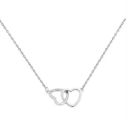 Collar con colgante de corazón de plata - Regalos para amantes y amigos - Cadena ajustable de 18 a 15 pulgadas - Acero inoxidable - Estilo clásico - Día de San Valentín - 1
