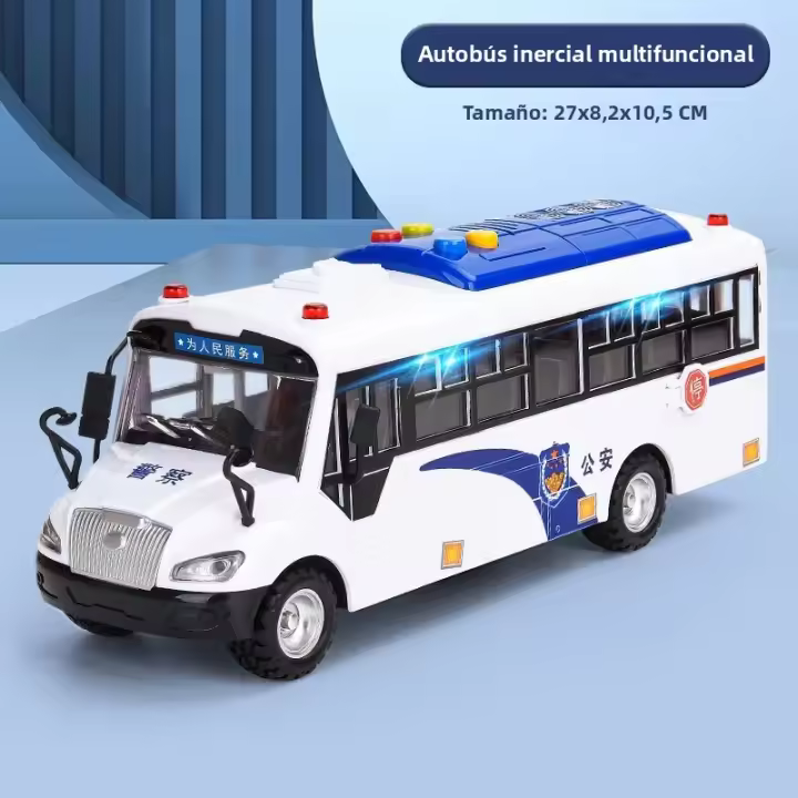 Coche De Policía Inercial Para Niños Modelo De Autobús Con Luz Vehículo De Juguete Para Boys Y Girls Regalos Para Cumpleaños - 1