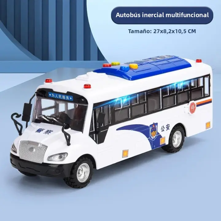 Coche De Policía Inercial Para Niños Modelo De Autobús Con Luz Vehículo De Juguete Para Boys Y Girls Regalos Para Cumpleaños - 1