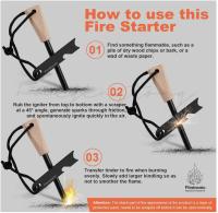 Acero de supervivencia para fuego, encendedor de pedernal, raspador de acero, herramienta de supervivencia de emergencia para exteriores, viajes, acampadas y senderismo (forma de diamante) - details 1