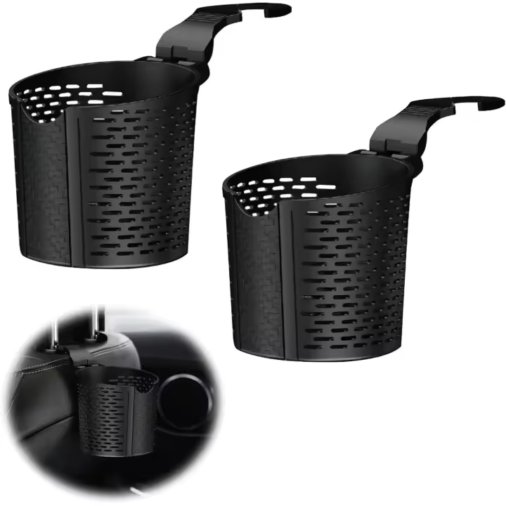Portavasos de Agua para Camión Universal de Automóvil Posavasos para Coche Asiento Negro De Copa Universal Multifuncional Ganchos Copa para Teléfono Vaso de Agua Taza de Café(2 Piezas) - 1