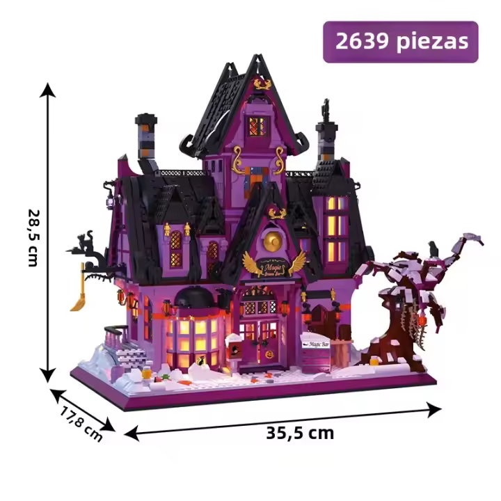Bloques De Construcción Creativos De Calle Con Escoba Bar Model Miniatura Arquitectura De Casa De Halloween Para Niños Juguetes Educativos - 1