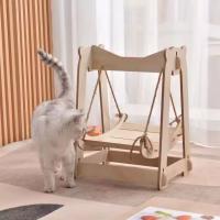 Columpio de Madera para Gatos, Diseño Elegante, Juguete Interactivo para Mascotas, Color Natural, 39*29*49.5CM - details 0