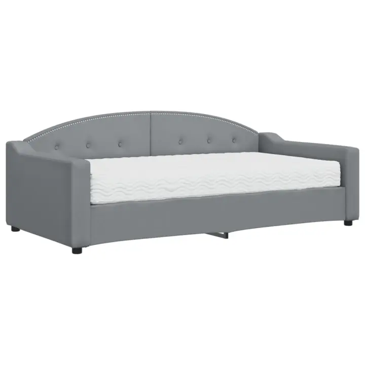 vidaXL Sofá cama con colchón tela gris claro 90x190 cm - 1