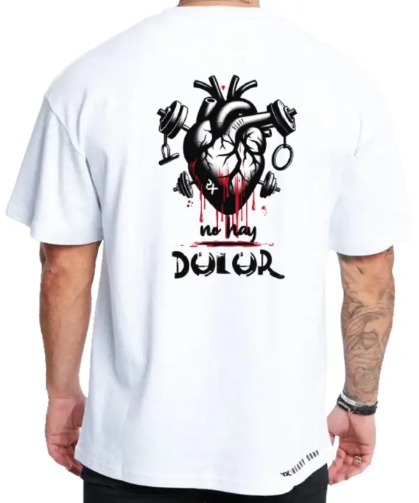 Camiseta Oversize algodón 100% - NO HAY DOLOR - blanca Rx Heavy Camiseta hombre algodón - 1