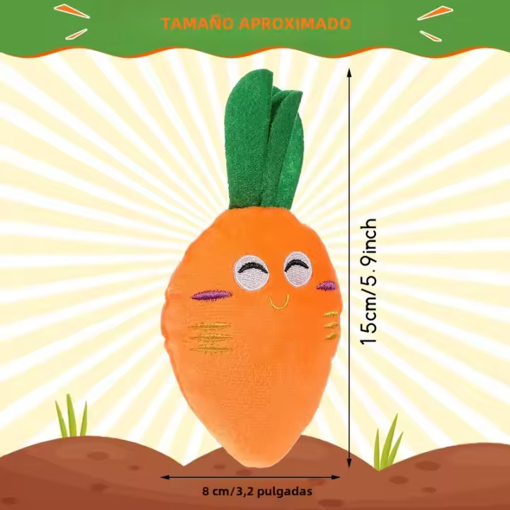Juguetes Para Perros De Talla Pequeña Y Mediana Squeaky Carrot De Peluche Suave Interactivos Para Masticar Y Cuidado Dental - 1