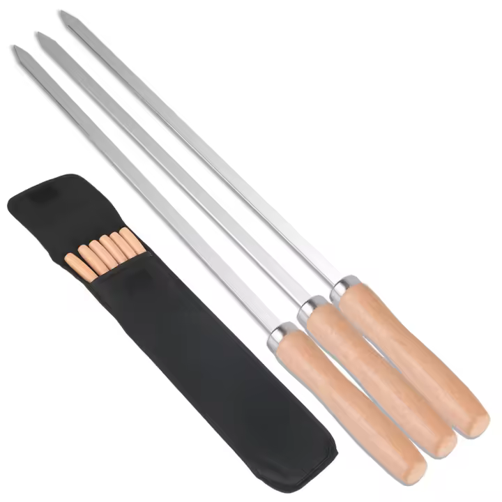 6Pcs Chinchetas Profesionales Para Parrilla BBQ Longos De Acero Inoxidable 340 Herramientas Para Alimentos Al Aire Libre Fácil De Limpia - 1