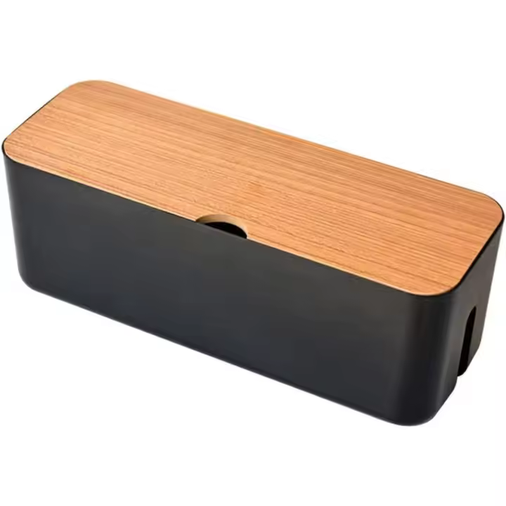 Organizador de cables, Caja de Gestión de cables rectangular, Caja de almacenamiento de cables de escritorio a prueba de Polvo para el hogar (Negro) - 1