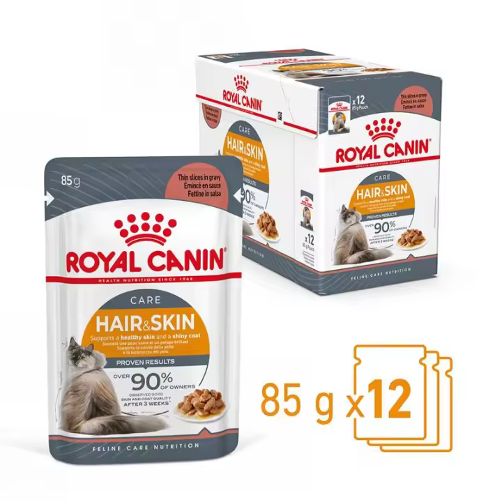12 sobres x 85 g - Royal Canin Hair and Skin sobre en salsa para gatos - 1