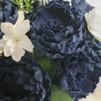 16 Piezas De Flores Artificiales Náuticas Azul Con Tallo Peonías En Pleno Auge Para Decoración De Boda DIY Flores Peonía Artificiales - details 2