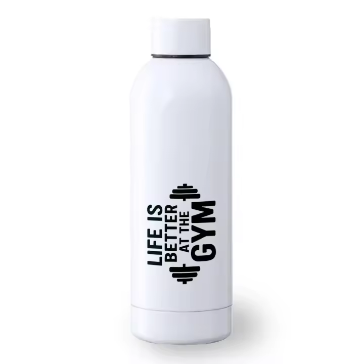 MERCHANDMANIA Bidón 500 ml acero inoxidable life is better at gym la vida es mejor en el gimnasio deporte deportivo botella senderismo - 1