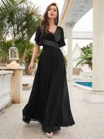 Vestido De Novia Sastre Unithorse Elegante Con Encaje Y Mariposa En Manga Chiffon Para Damas De Honor V-Neck Largo Al Piso - details 63