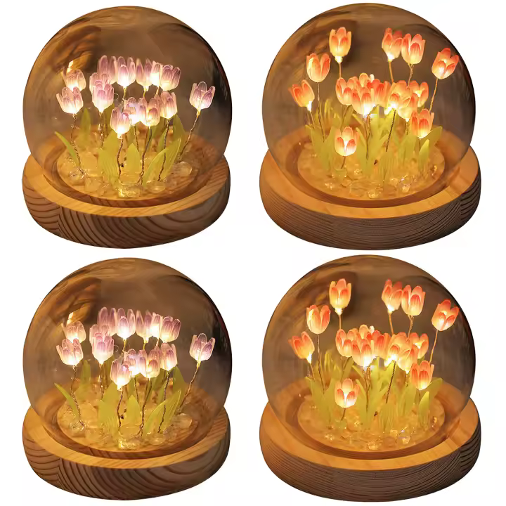 Luz De Noche En Forma De Tulipán DIY LED Batería Manual Decoración De Regalo Para Dormitorio Luz De Sueño De Escritorio - 1