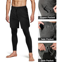 Pantalones Deportivos Para Hombre 2 En 1 Entrenamiento Atletismo Traje De Pista Deporte Ropa De Ejercicio Correr Pantalones Gimnasio Fitness Malecón - details 3