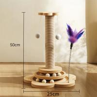 Juguete Para Gato Duradero Tablero De Rasguñado Con Eje Y Bolas Divertidas Columna De Agarre Para Gatos Material De Sisal - details 1
