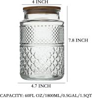 Recibidor de almacenamiento de Alimentos con Tarro de Vidrio Grande de 1800ML with TAPA DE Madera de Bambú Hermética - details 0