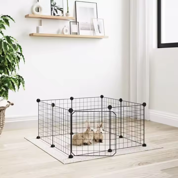 vidaXL Jaula para mascotas de 8 paneles con puerta acero negro 35x35cm - 1