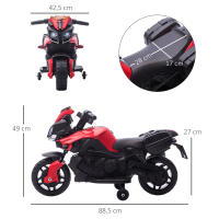 HOMCOM Moto Eléctrica para Niños de 18-48 Meses 6V con Faros Bocina 2 Ruedas de Equilibrio Velocidad 3 km/h Avance y Retroceso Motocicleta de Juguete Carga 25 kg 88,5x42,5x49 cm - details 2