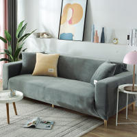 Cubierta De Sofá De Terciopelo Para Sala De Estar Color Gris Estirable Sólido Cubierta De Sofá Conjunto Funda Para Asiento Y Cojín 1PC - details 10