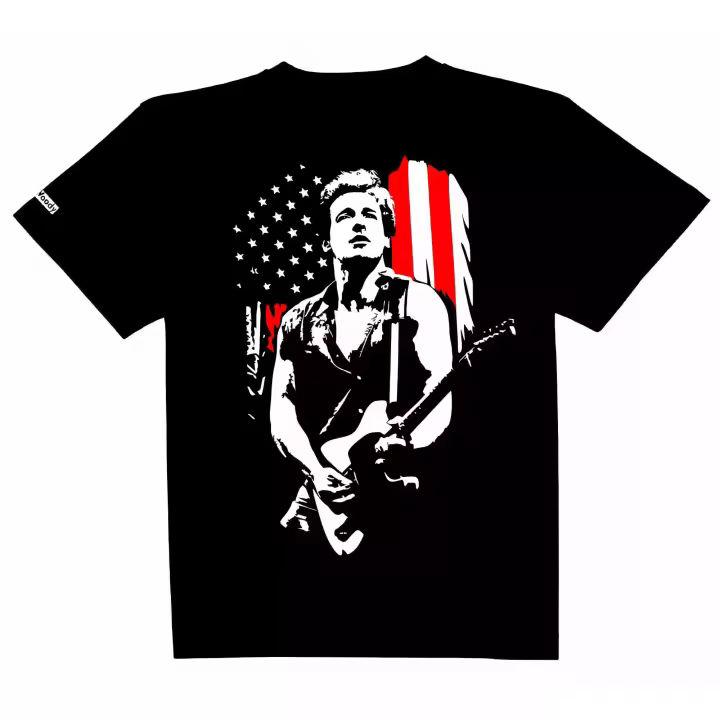 Camiseta Negra Manga Corta Guitarrista Bruce Algodon Unisex Musica Rock Springsteen Folk Rock - 1