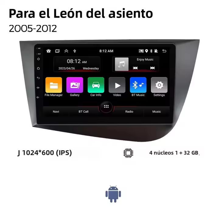 MEKEDE Radio De Coche Carplay RDS Android Para Seat Leon MK2 2007-2012 Pantalla IPS 2 Din BT WIFI Sistema Con Control De Volante - 1