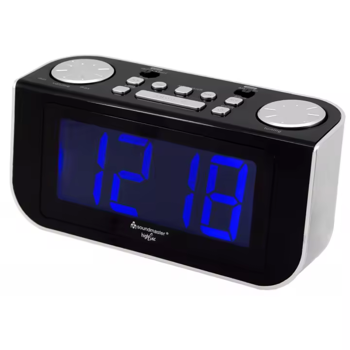Soundmaster Despertador Jumbo con Radio AM/FM y Pantalla Azul Brillante - 1