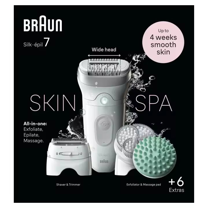 Braun Silk-épil 5 - Depiladora eléctrica mujer para una depilación suave, depilación en seco y en mojado, con capuchón para principiantes, capuchón de masaje, cabezal de recorte y rasurado, cepillo de exfoliación, perfiladora zona bikini - 1