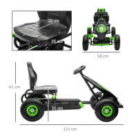 HOMCOM Go Kart a Pedales para Niños de 5-12 Años Coche de Pedales Infantil con Asiento Ajustable Neumáticos Inflables Amortiguador y Freno de Mano Carga 50 kg 121x58x61 cm - details 2