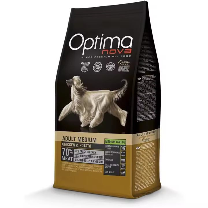Pienso para Perros Optima Nova Adult Medium Chicken Potato 12 Kg. Grain Free - 1