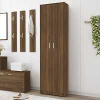 vidaXL Armario de pasillo de madera contrachapada 55x25x189 cm en color Negro/Roble Sonoma/Marrón roble y más | almacenamiento funcional diseño moderno para baño dormitorio sala - details 2