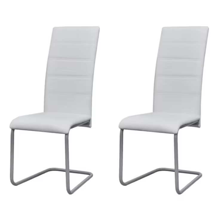 vidaXL Sillas de comedor voladizas 2 unidades cuero sintético blanco - 1