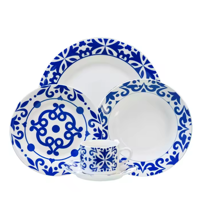 Vajilla de porcelana de 6 servicios 30 piezas, con un diseño elegante para su mesa. Apto para lavavajillas.  Bengoa de XSQUO Useful Tech - 1
