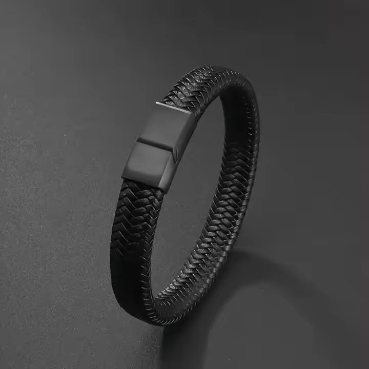 Pulsera Magnética De Cuero PU Negra Para Hombres Elegante Y Estable Regalo Ideal Para Hombres Tipo De Pulsera Cadena Y Enlace - 1
